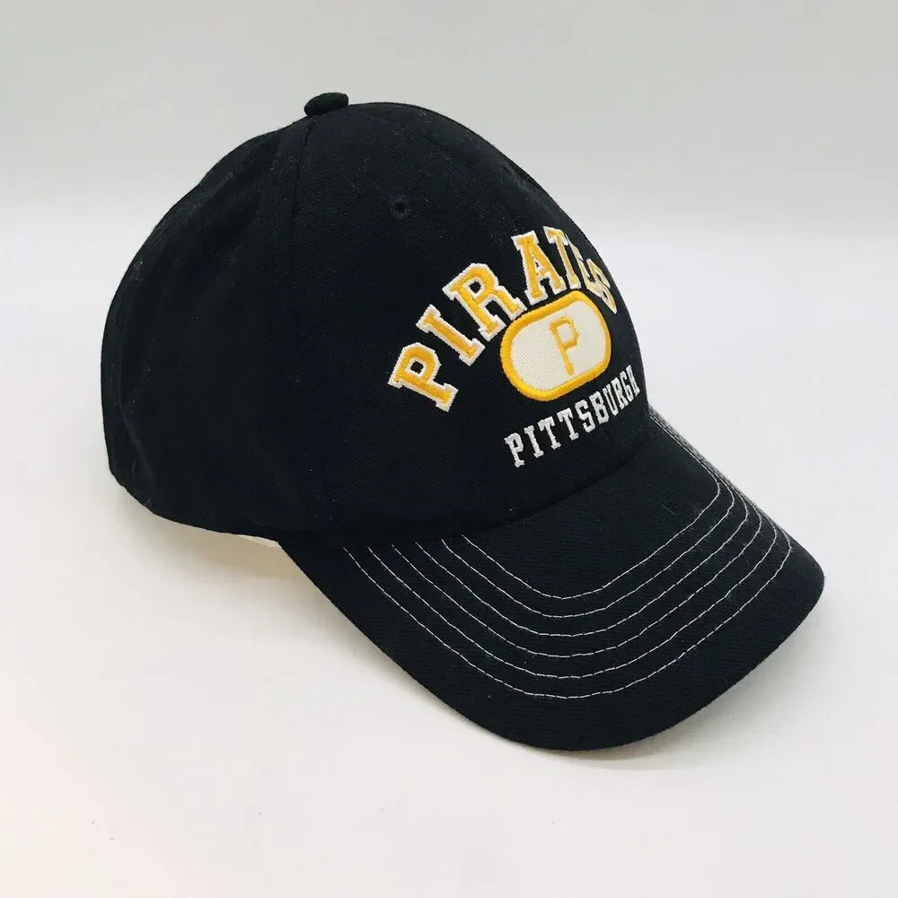 Pittsburgh Pirates MLB Logo Baseball Cap Fan Favorite Black Gold Strapback Hat